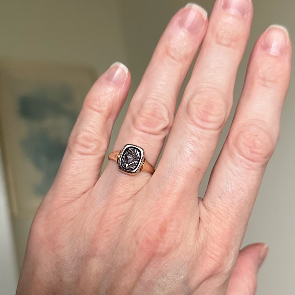 Antique Victorian 10k Gold and Sard Carved Intaglio Signet Ring 6.25 - Picture 14 of 15
